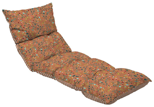 Visuel 1 du produit Coussin pour bain de soleil en polyester/coton à motifs coloris terra Flocons Apolline - 180 x 56 x 10 cm
