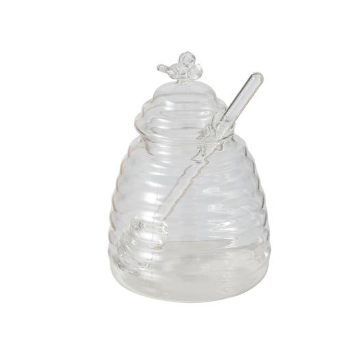 Visuel 1 du produit Pot à miel en verre transparent 500 ml avec cuillère Honey - Ø 10 x H 14,5 cm