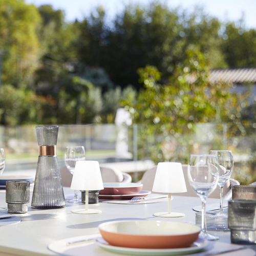 Visuel 4 du produit Lot de 2 lampes coloris beige effet blanc chaud en métal Batimex - Ø 10 x 16 cm