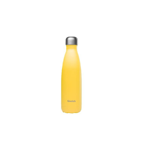 Visuel 1 du produit Bouteille isotherme coloris jaune en inox Qwetch - 500 ml