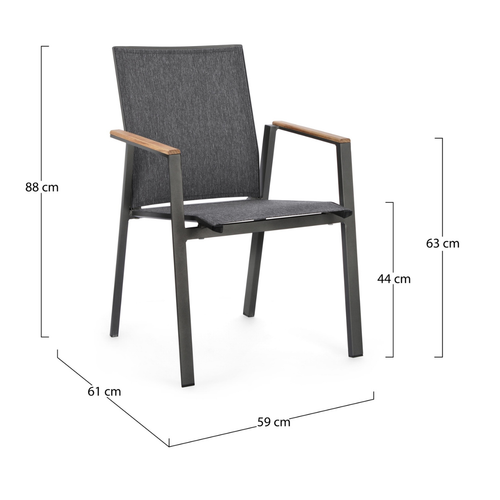Visuel 4 du produit Fauteuil Capucine coloris gris en bois en aluminium et teck - 59 x 61 x 88 cm