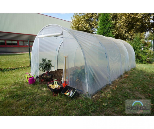 Visuel 1 du produit Serre tunnel pieds droits, 2 portes zippées, SERRES RICHEL - 18m²