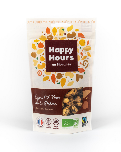 Visuel 1 du produit Sachet cajou ail noir bio de la Drôme Happy Hours en Biovallée - 115 g