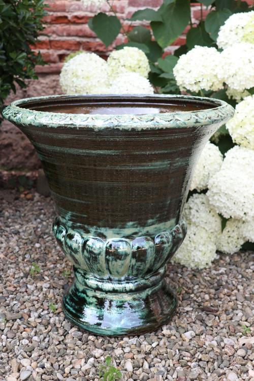 Visuel 1 du produit Pot rond en terre émaillée coloris jade Les Poteries d'Albi Médicis - Ø 49 x H 51 cm