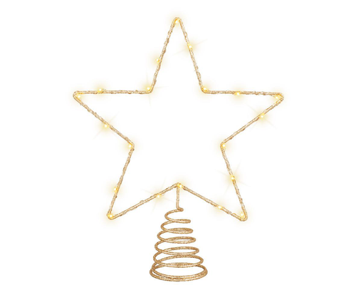 Visuel 1 du produit Cimier étoile en métal or à micro LED blanc classique - 5 x 22 x 27,2 cm