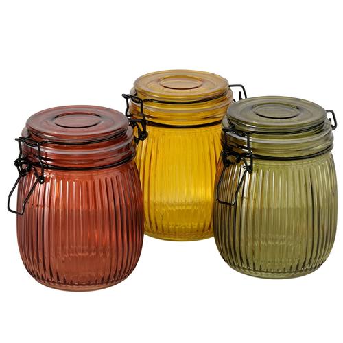 Visuel 1 du produit Bocal de stockage en verre laqué coloré 750 ml Zenda - Ø 11 x H 14 cm