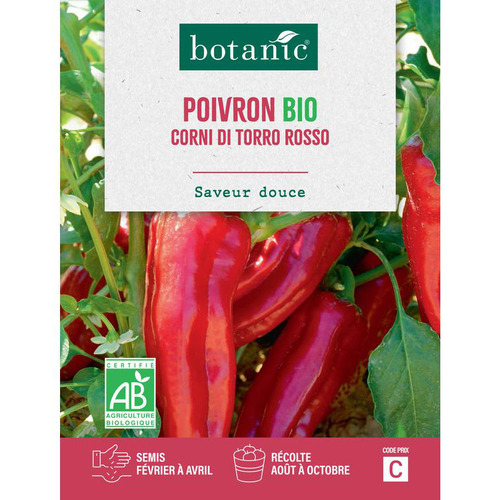 Visuel 1 du produit Graines de poivron corni di torro rosso bio botanic® - graines corni semer