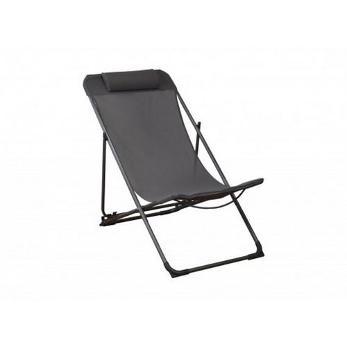 Visuel 1 du produit Chilienne en acier graphite et toile textylène grise - 122 x 60 cm