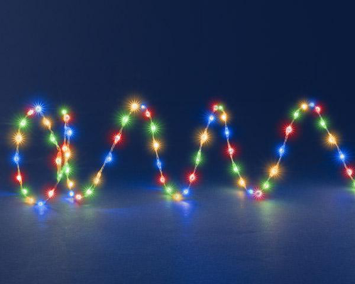 Visuel 1 du produit Guirlande lumineuse à 300 micro-LED multicolore intense sur câble argent - 4,8 m