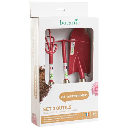 Visuel 1 du produit Lot d'outils à main pour le jardin coloris clafoutis (transplantoir, serfouette, griffe) botanic® - 3 outils
