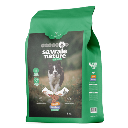 Visuel 1 du produit Croquettes chien adulte dinde et sardine Sa Vraie Nature - 3 kg