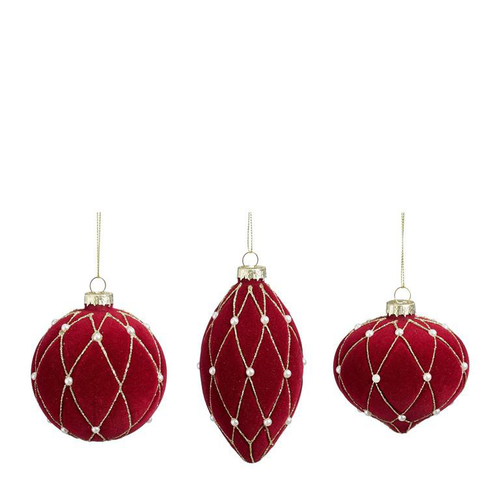 Visuel 1 du produit Boule de Noël en verre bordeaux et or - Ø 8 cm