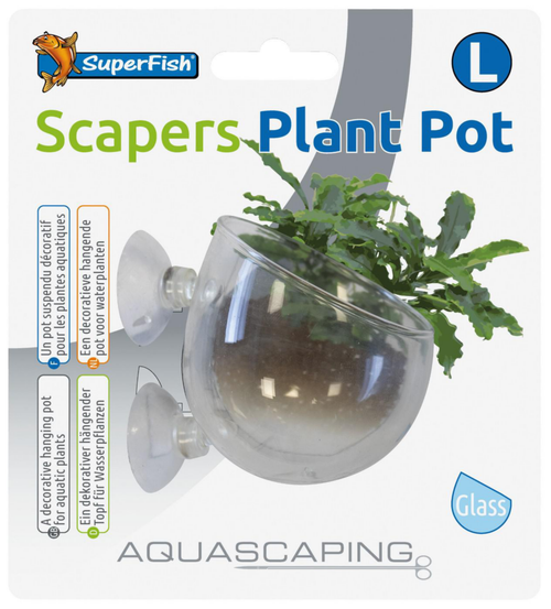 Visuel 1 du produit Pot à plantes pour aquascaping en verre coloris transparent avec ventouses SuperFish - 9 x 6 cm