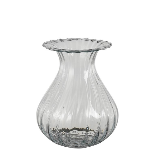 Visuel 1 du produit Vase rond en verre transparent strié - Ø 20 x H 25 cm