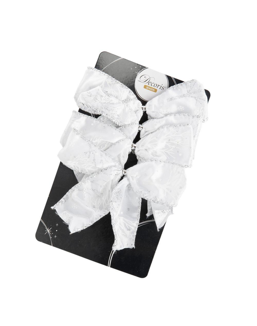 Visuel 5 du produit Nœud polyesther à paillettes blanc - 2,50 x 10 x 10 cm