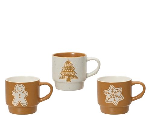 Visuel 1 du produit Mug biscuit en porcelaine beige et blanc - 12 x 8,5 x 8,7 cm
