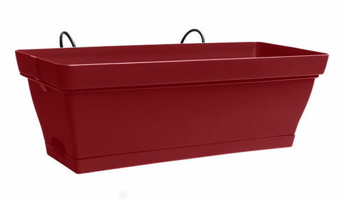 Visuel 1 du produit Jardinière en plastique rouge cerise avec soucoupe clipsée et support Poetic BabyRomeo - 28 x 16 x 10 cm