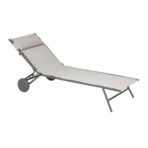 Visuel 1 du produit Bain de soleil Miami II Lafuma coloris gris structure en acier et toile en Batyline® - 77 x 184 x 76 cm