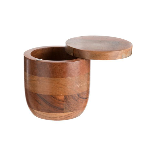 Visuel 2 du produit Pot à sel rotatif en bois de manguier naturel - Ø 10 x H 10 cm