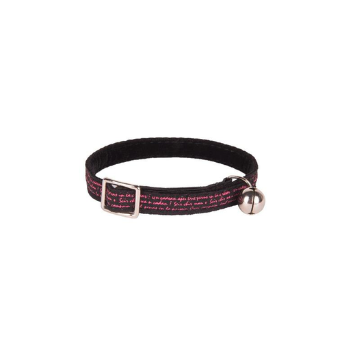 Visuel 1 du produit Collier pour chat en velours coloris noir et rose style texte Wouapy - Taille unique