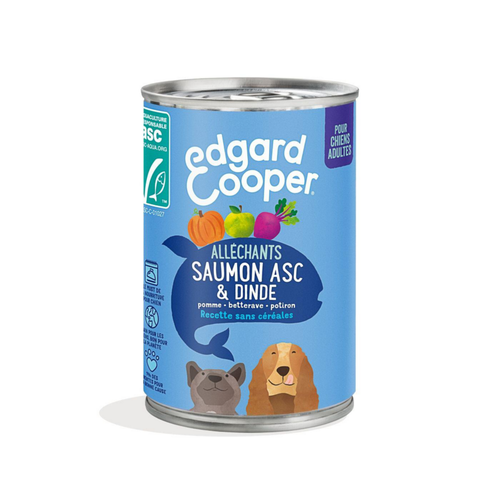 Visuel 1 du produit Pâtée pour chien adulte au saumon et à la dinde sans céréales Edgard & Cooper - 400 g