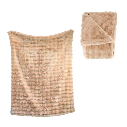 Visuel 1 du produit Plaid beige en polyester - 170 x 130 cm