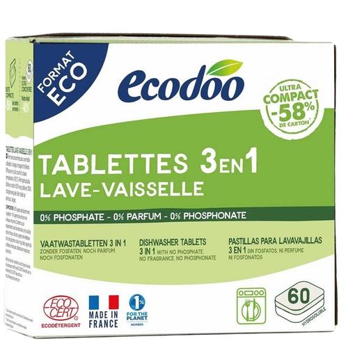 Visuel 1 du produit Boîte de 60 tablettes lave-vaisselle 3 en 1 Ecodoo - les 60 pièces