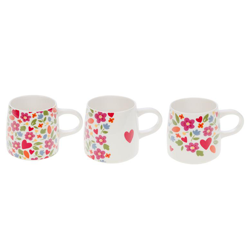 Visuel 1 du produit Mug en céramique blanc à fleurs multicolores Amor - 13 x 9 x 9 cm