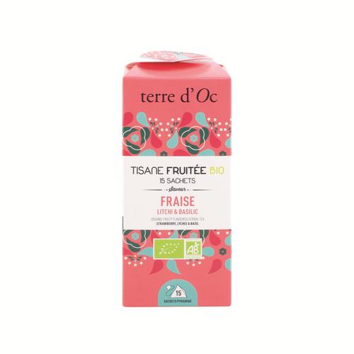 Visuel 1 du produit Tisane bio fruitée fraise litchi basilic Terre d’Oc - 15 infusettes