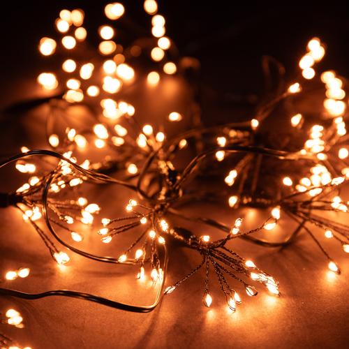 Visuel 2 du produit Guirlande lumineuse de Noël bouquets micro LED cuivre câble noir intérieur - L 4,5 m x Ø 11 cm