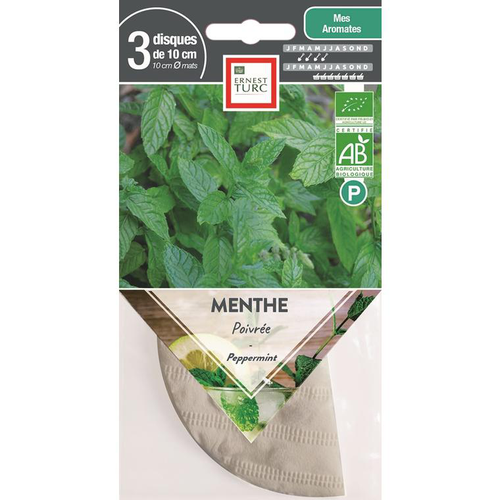 Visuel 1 du produit Graines présemées de Menthe poivrée bio Ernest Turc - 3 ronds de 10 cm