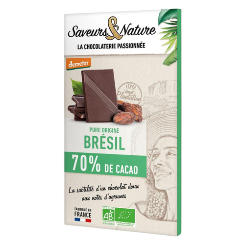 Visuel 1 du produit Chocolat noir 70% origine Brésil bio Saveurs et Nature - 80 g