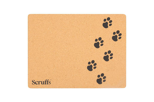 Visuel 1 du produit Dessous de gamelle coloris marron en liège motifs pattes Scruffs – 40 x 30 cm