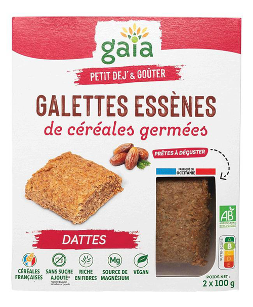 Visuel 1 du produit Galettes essènes de céréales germées aux dattes bio Gaia - 2 x 100 g