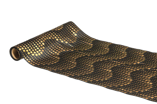 Visuel 1 du produit Chemin de table en tissu polyester noir et or Waves – 28 cm x 3 m