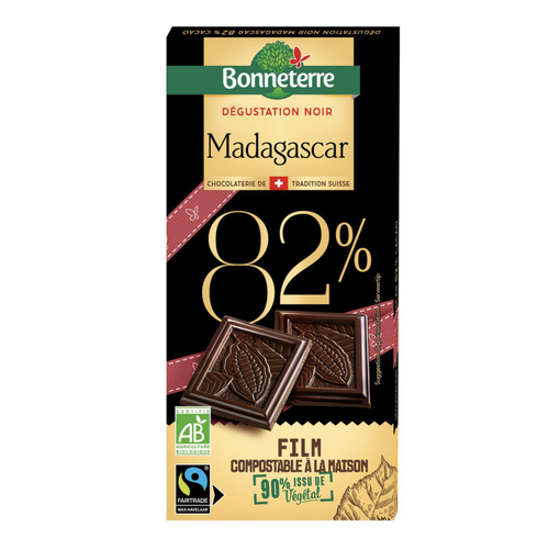 Visuel 1 du produit Chocolat noir pure origine madagascar 82% bio Bonneterre - 80 g