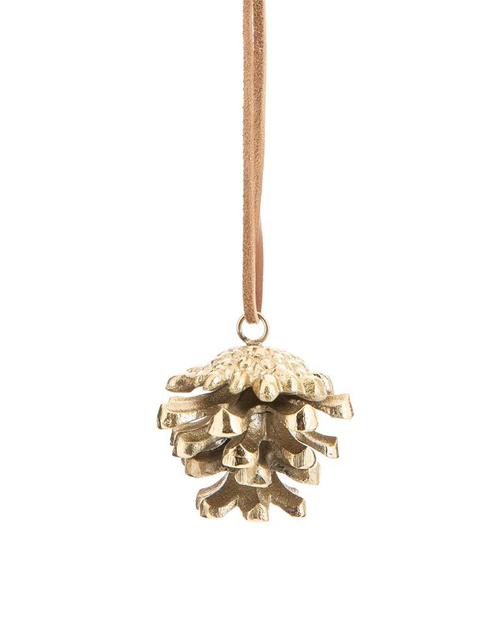 Visuel 1 du produit Suspension décorative pomme de pin coloris beige en aluminium - 6 x 6 x 5,5 cm