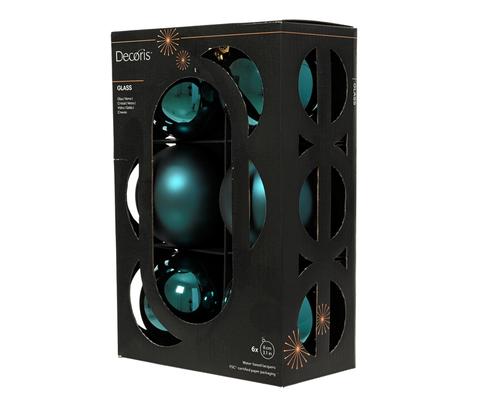 Visuel 1 du produit Pack de 6 boules de Noël brillantes et mates en verre émeraude - Ø 8 cm