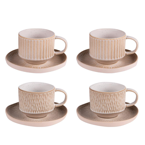 Visuel 1 du produit Tasses et sous tasses en grès Coffret Miyaki - 4 x 18 cl
