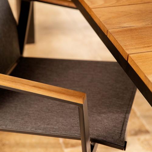 Visuel 11 du produit Table avec allonges Capucine coloris bois en aluminium et teck - 253/319/384 x 110 cm