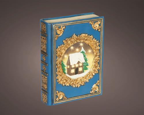 Visuel 1 du produit Livre décoratif à poser à LED en polyrésine bleu - 6,5 x 16,5 x 22 cm