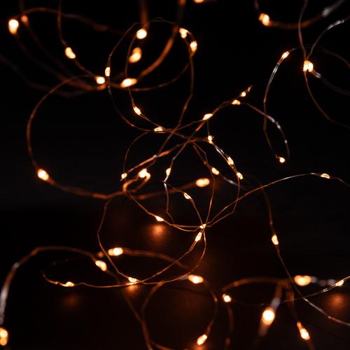 Visuel 1 du produit Guirlande lumineuse de Noël micro LED grappe blanc chaud câble argent intérieur extérieur à piles - 6 m