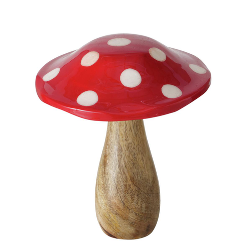 Visuel 1 du produit Champignon décoratif Flying coloris rouge en bois de manguier - Ø 15 cm