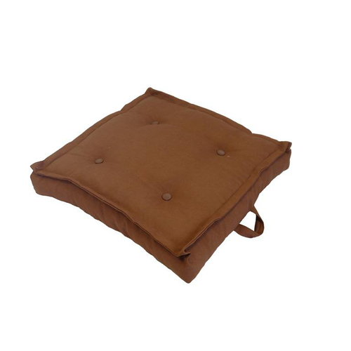 Visuel 1 du produit Tatami coussin de sol en polyester/coton marron Terre - 66 x 66 x 15 cm