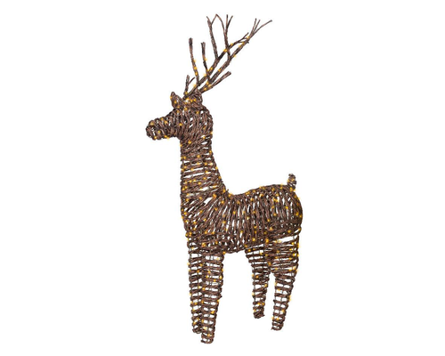Visuel 1 du produit Renne marron lumineux en résine à 360 micro-LED blanc orangé pour extérieur - 104 cm