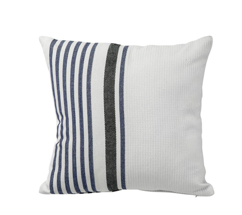 Visuel 1 du produit Coussin décoratif carré lignes coloris multicolore en coton - 45 x 45 cm