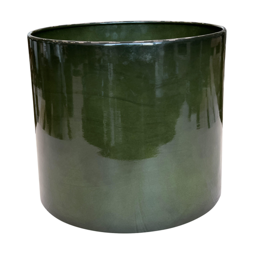Visuel 1 du produit Pot cylindrique coloris vert en métal recyclé - 31 x 31 x 27 cm