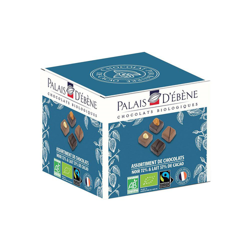 Visuel 1 du produit Cube assortiment chocolats noir et lait bio Palais d'Ebène - 60 g