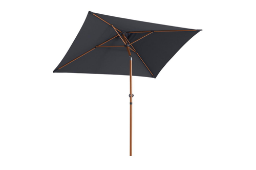 Visuel 1 du produit Parasol rectangulaire à manivelle coloris gris en aluminium et polyester - 210 x 150 cm