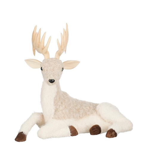 Visuel 1 du produit Figurine cerf beige allongé - 40 x 28 x H 36 cm